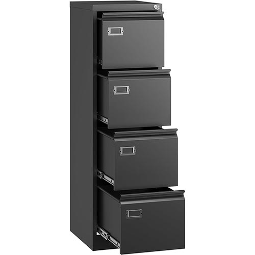 Letaya 4 Drawer File Cabinet with Lock,Metal Office Filing Cabinets for Home Office- Storage A4/F4/Letter/Legal -Assembly Required (Black)